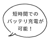 短時間でのバッテリ充電が可能!